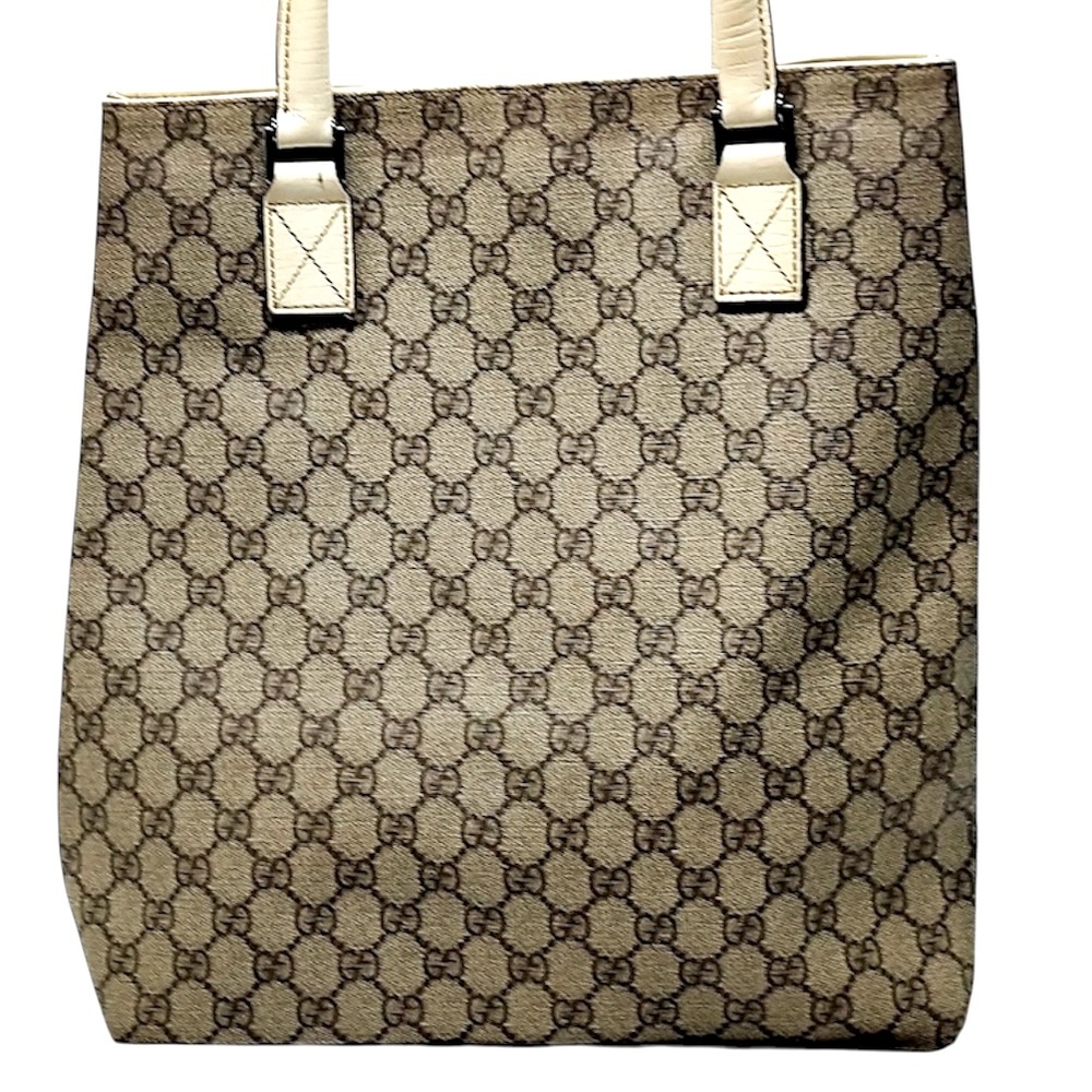 GUCCI GG Supreme Monogram Beige/Light Brown Tote Bag PVC - Picture 2 of 10